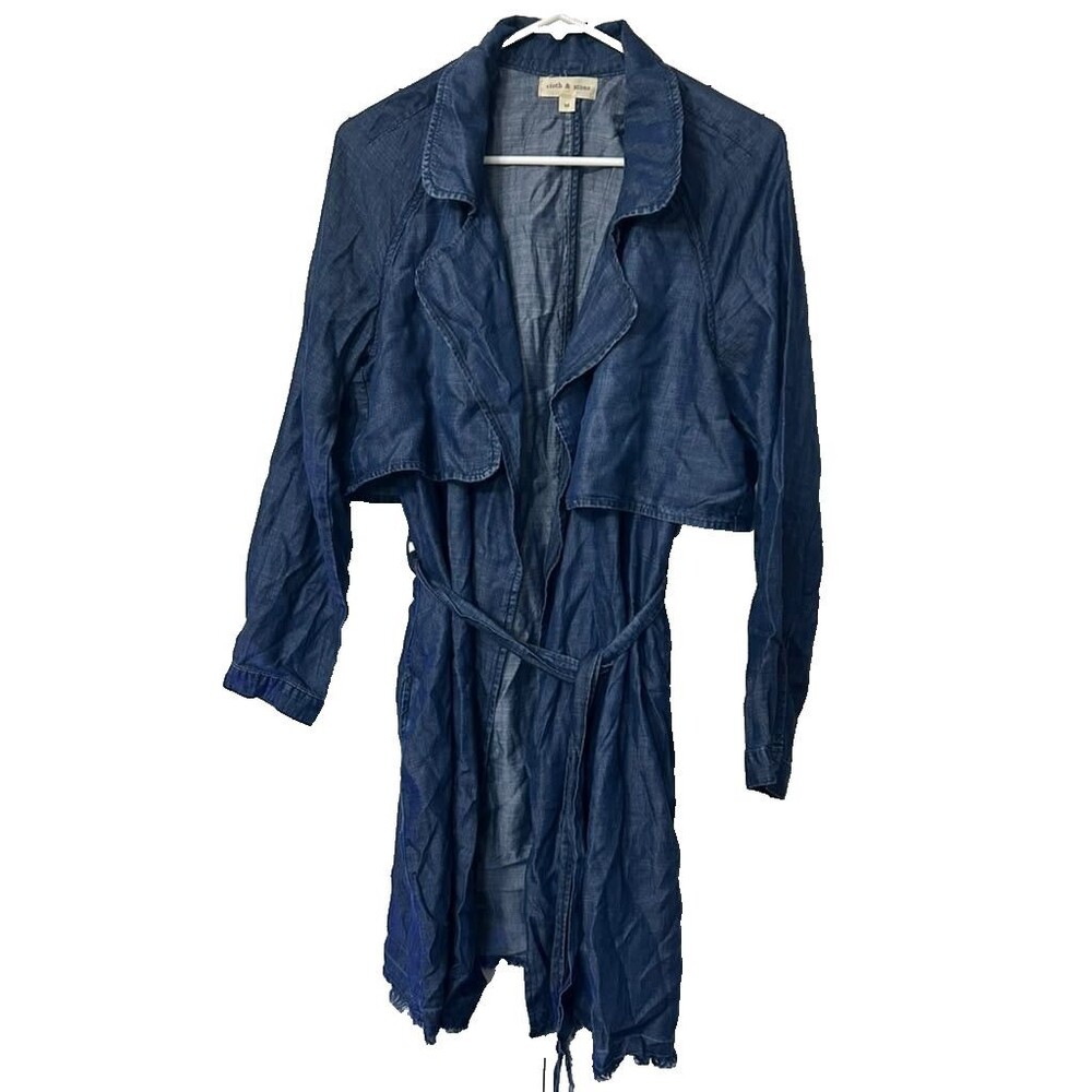Cloth & Stone Wrap Around Dress Medium Blue Denim Style Midi Ruffle